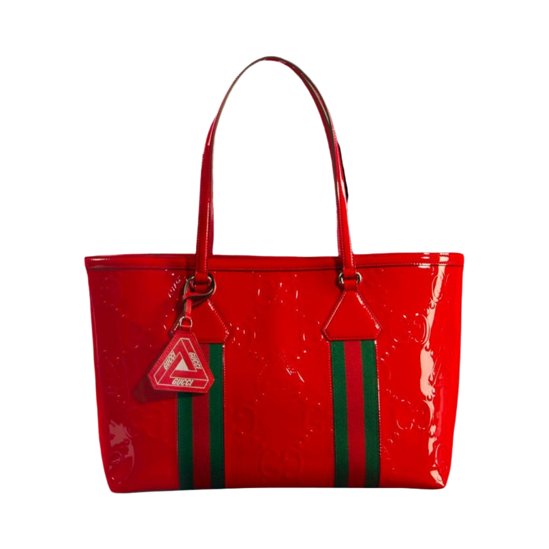 팔라스 x 구찌 엠보스 GG 점보 패턴트 레더 토트백 다크 레드 - 22FW(Palace x Gucci Embossed GG Jumbo Patent Leather Tote Bag Dark Red - 22FW) - 1