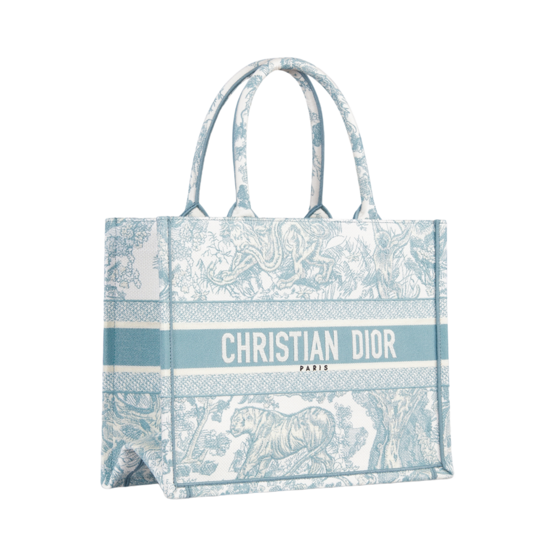 디올 미디움 디올 북 토트 트왈 드 주이 소바쥬 자수 화이트 셀레스티얼 블루(Dior Medium Dior Book Tote Toile De Jouy Sauvage Embroidery White Celestial Blue) - 2