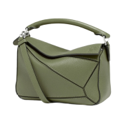 Loewe Mini Puzzle Bag in Classic Calfskin Avocado Green