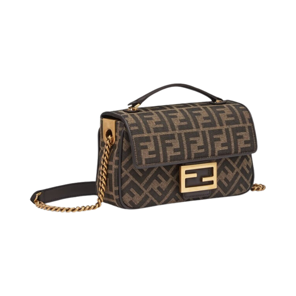 펜디 바게트 체인 미디 FF 자카드 패브릭백 브라운(Fendi Baguette Chain Midi FF Jacquard Fabric Bag Brown) - 2