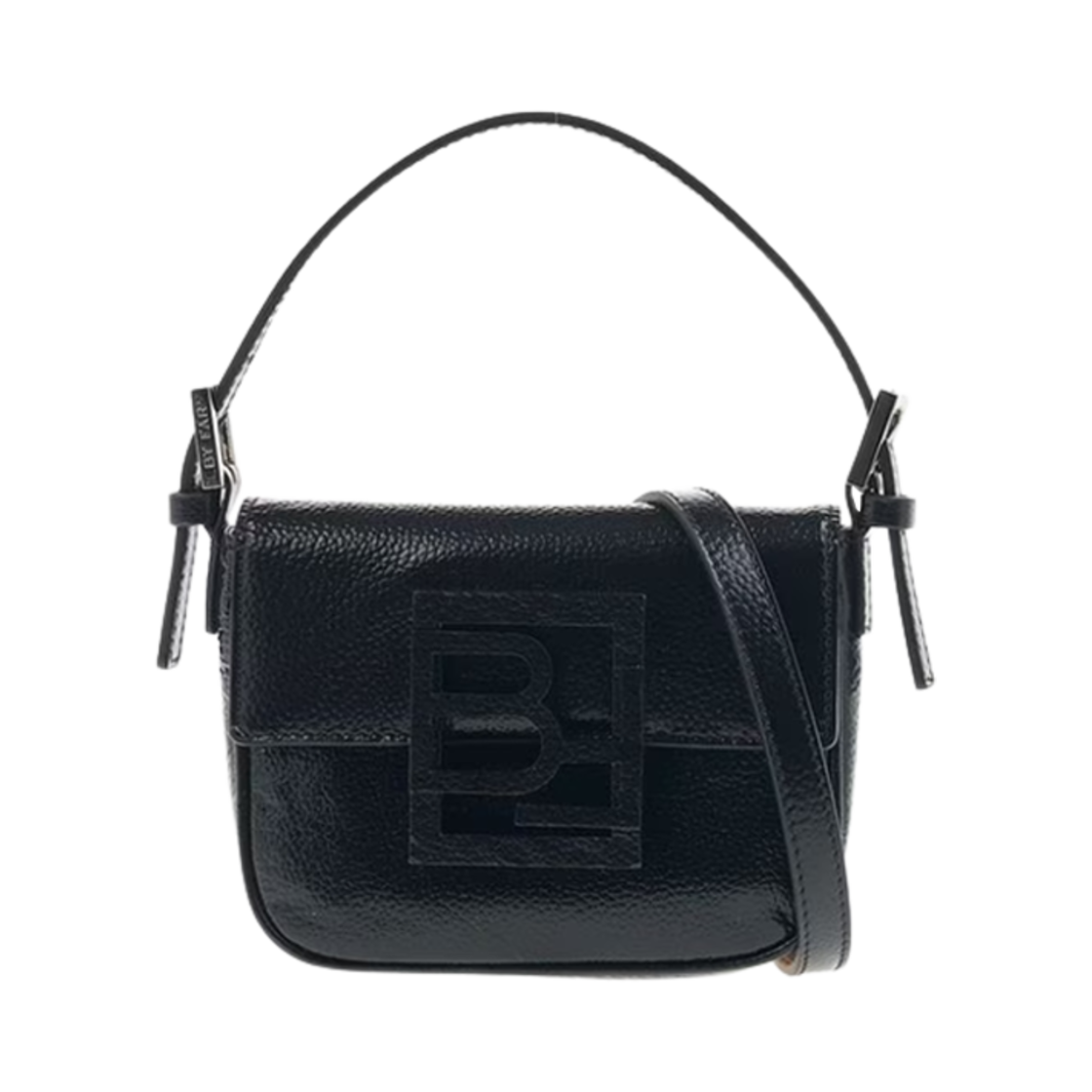 22CRALFOBLGGSMA By Far Grain Leather Shoulder Bag Black