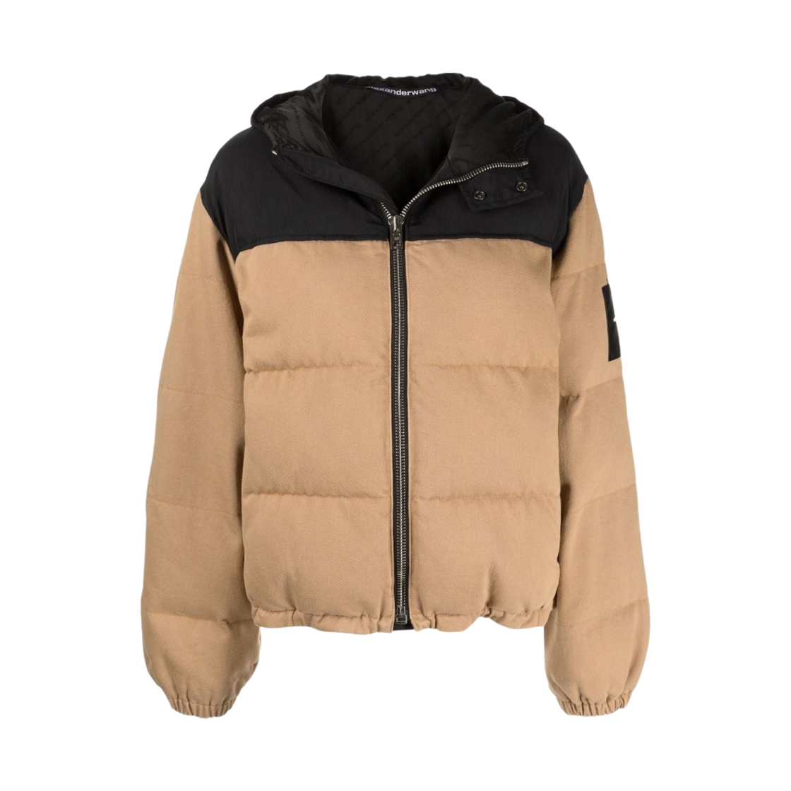 (W) 알렉산더 왕 로고 패치 퍼퍼 자켓 카키 블랙((W) Alexander Wang Logo Patch Puffer Jacket Khaki Black)