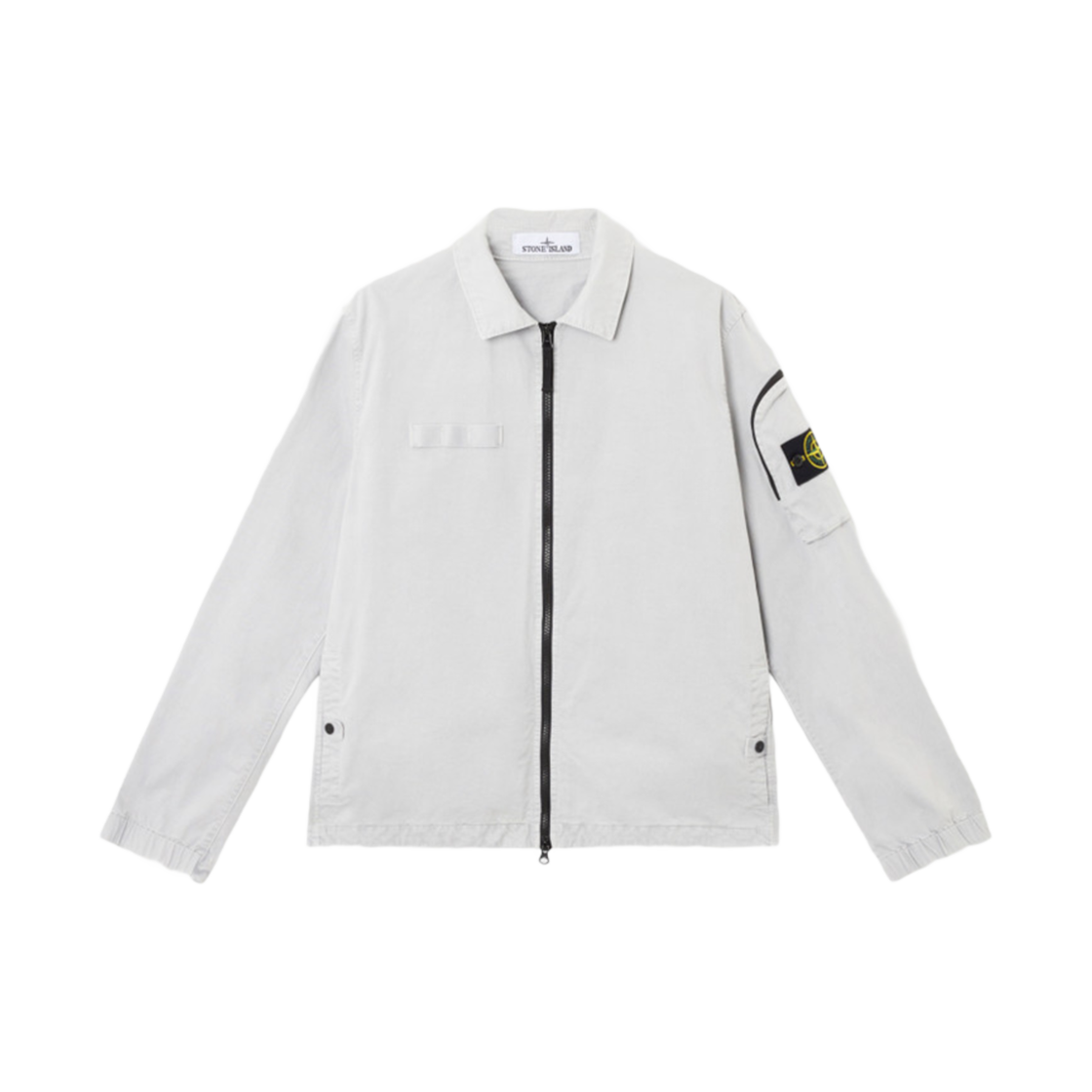 K1S1512000-03S0004-V0161 Stone Island 1200003 Organic Stretch Broken Twill Cotton Old Effect Overshirt with Zip Fastening Pearl Grey - 25SS