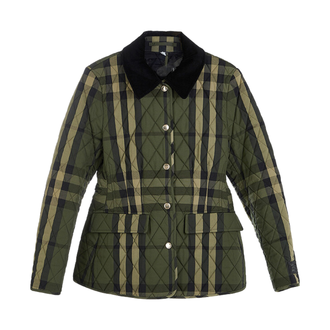 8041499 (W) Burberry Check Quilted Jacket Khaki Green