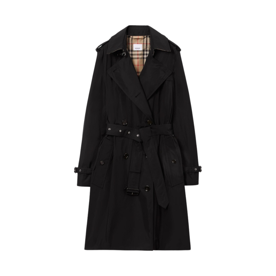 (W) 버버리 라이트웨이트 켄싱턴 트렌치 코트 블랙((W) Burberry Lightweight Kensington Trench Coat Black) - 1