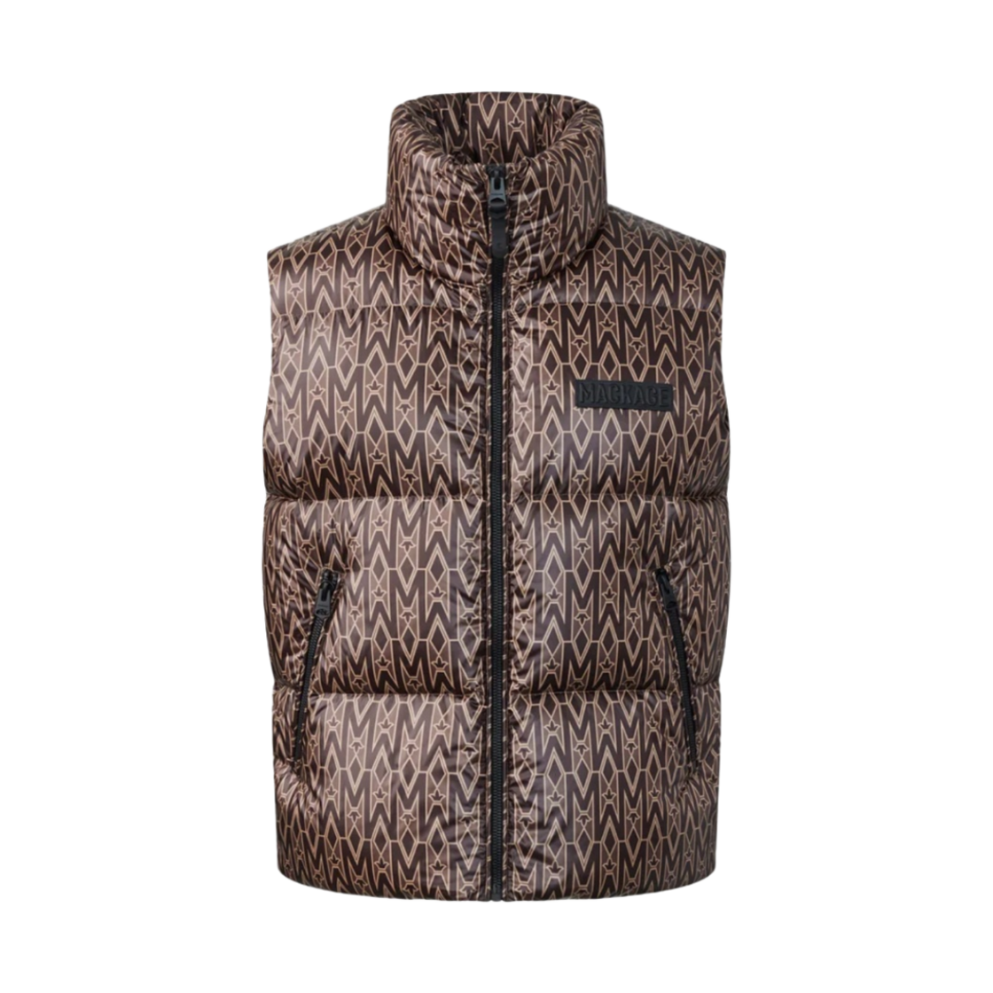KANE-MG Mackage Kane Recycled Down Vest with Funnel Collar Coffee