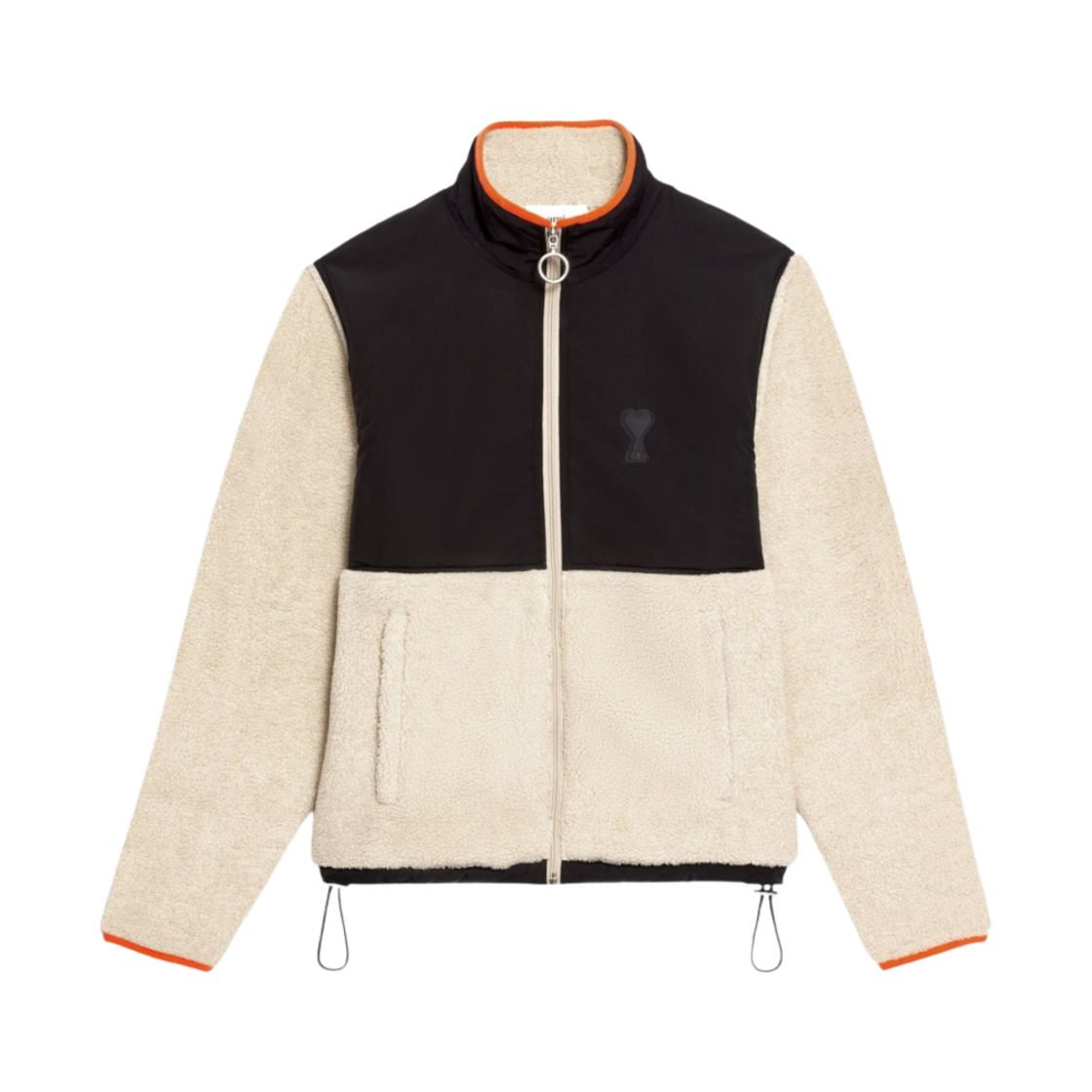 아미 스몰 하트 로고 쉐르파 지퍼 자켓 블랙 오프 화이트(AMI de Coeur Sherpa Zipped Jacket Black Off White) - 1