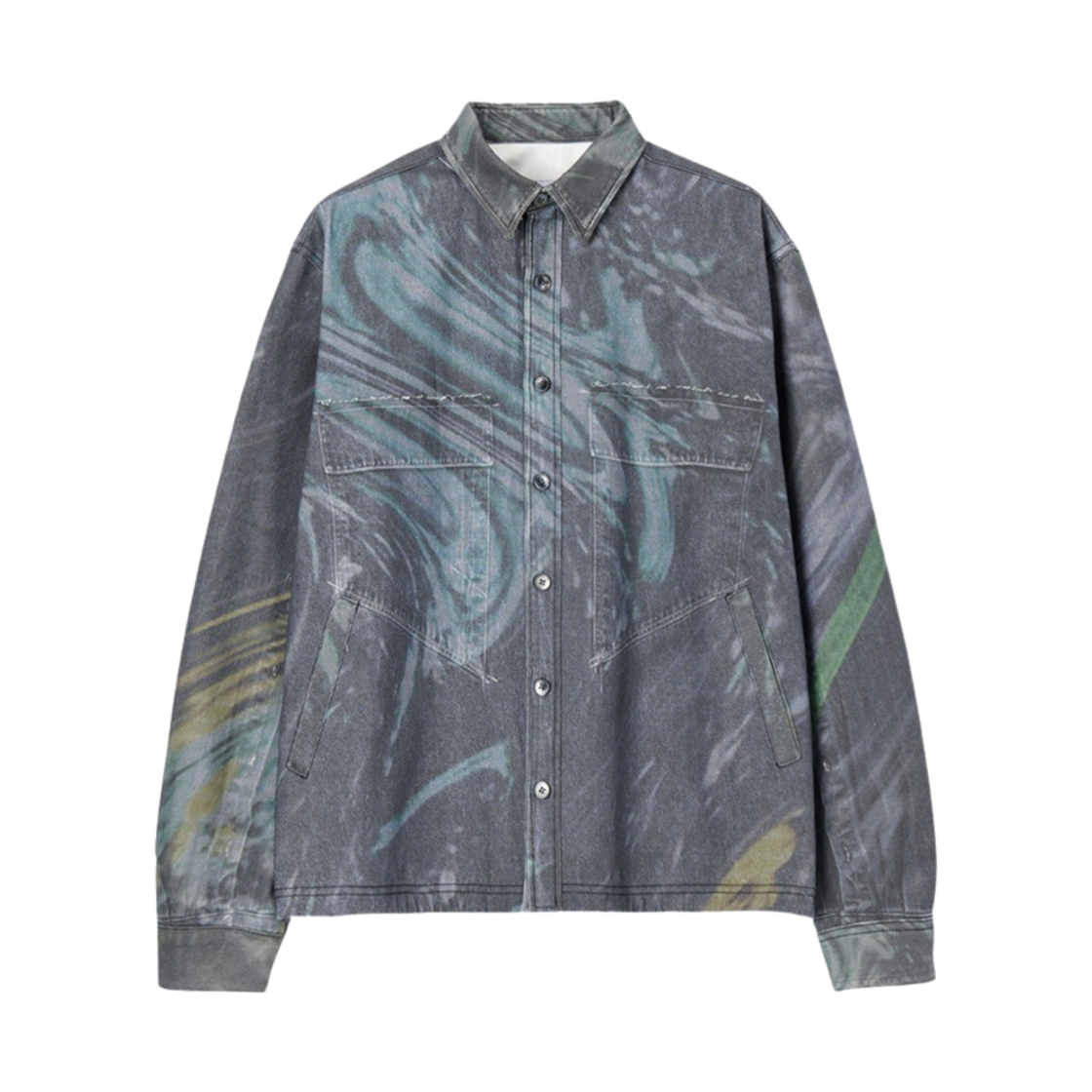 타이핑 미스테이크 디지털 워시드 트러커 셔츠 자켓 블랙 - 22FW(Typing Mistake Digital Washed Trucker Shirts Jacket Black - 22FW)