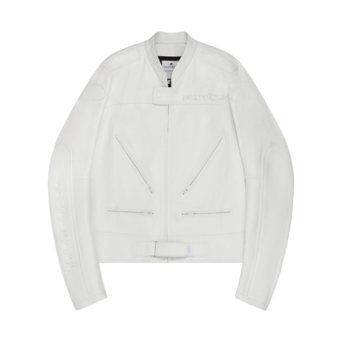 (W) 꾸레쥬 블루종 레이서 화이트 레더 화이트((W) Courreges Blouson Racer White Leather White)