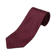 Ferragamo Tools Print Silk Tie Red Navy