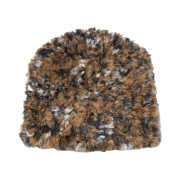 Millo Women Fur Knit Bucket Hat Brown