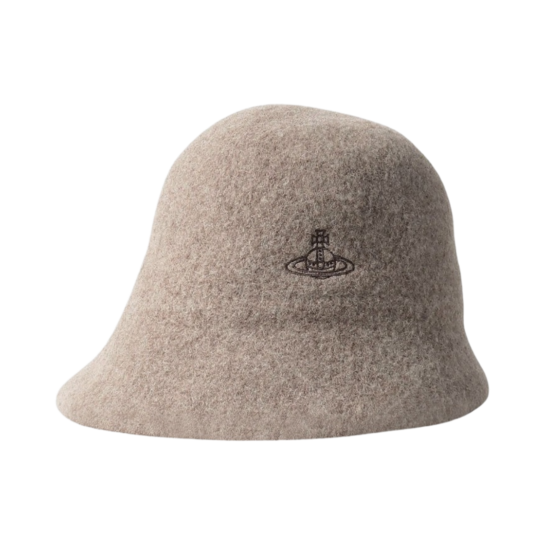 (W) 비비안 웨스트우드 라인 오브 자수 바스크 크로쉐 버킷햇 모카 브라운((W) Vivienne Westwood Line Orb Embroidery Basque Crochet Bucket Hat Mocha Brown)