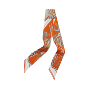 (W) Hermes Bouquets Sellier Twilly Orange Cuit Blanc Brun