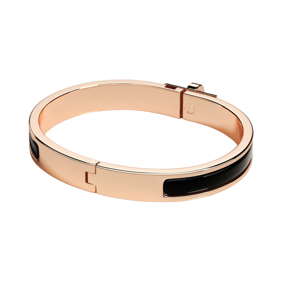 (W) 에르메스 미니 클릭 켈리 브레이슬릿 로즈 골드 하드웨어 & 누아((W) Hermes Mini Clic Kelly Bracelet Rose Gold & Noir) - 2