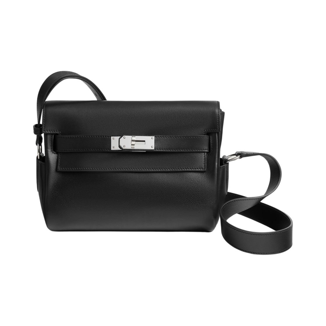H085009CK89 Hermes Kelly Messenger PM Bag Evergrain & Palladium Noir