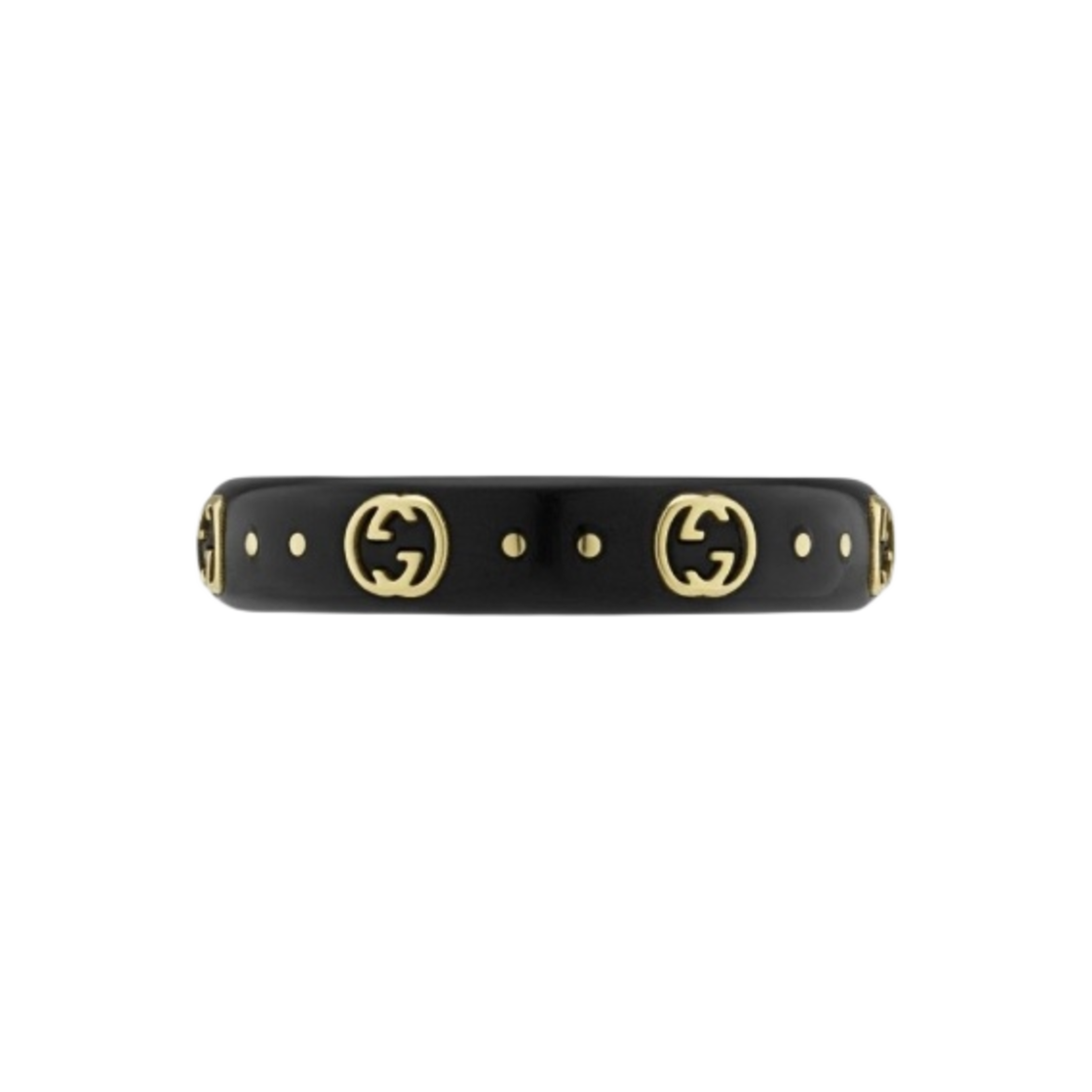 679262-I0H11-8029 Gucci Icon Ring 18K with Interlocking G Yellow Gold Black