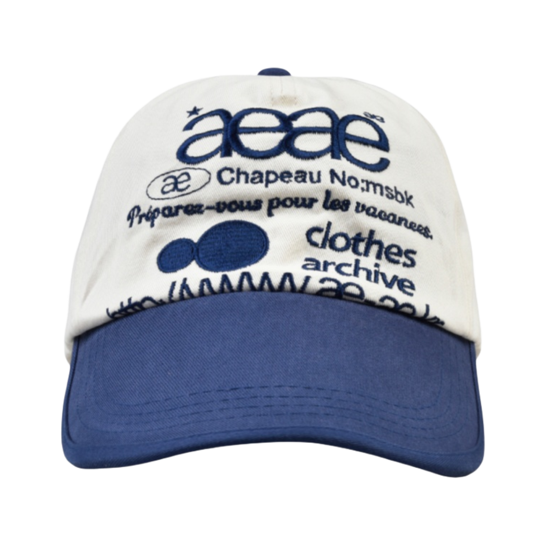 에이에이 웹 로고 투 톤 볼캡 화이트 블루(Aeae Web Logo Two Tone Ball Cap White Blue)