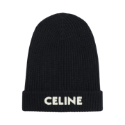 Celine Beanie in Ribbed Wool Black