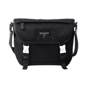 Prada Re-Nylon Saffiano Leather Shoulder Bag Black