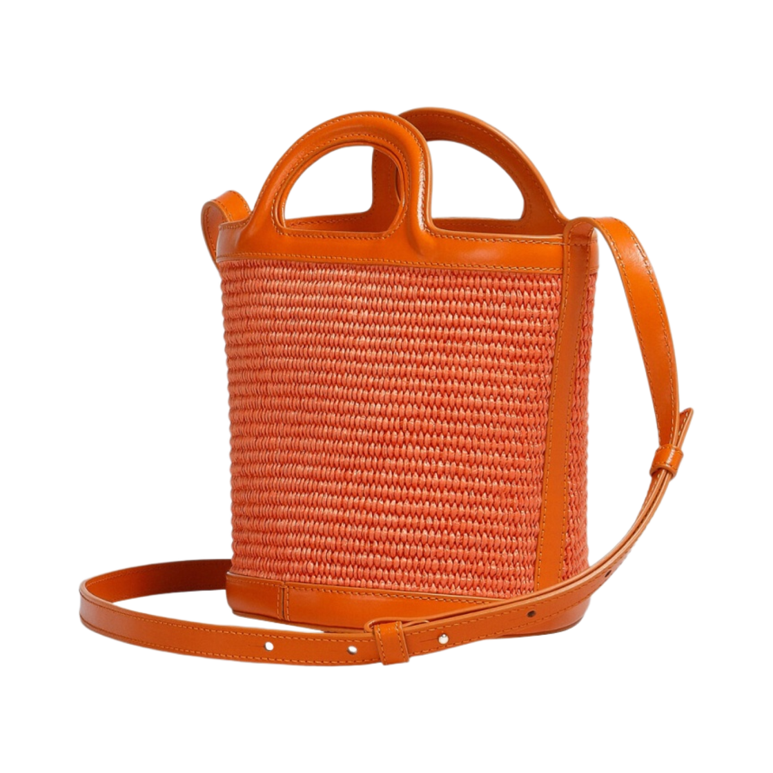 마르니 레더 & 라피아 트로피칼리아 스몰 버킷백 캐롯(Marni Leather & Raffia Tropicalia Small Bucket Bag Carrot) - 3