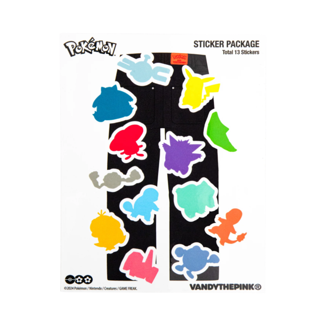 반디 더 핑크 x 포켓몬 스티커 팩 멀티컬러(Vandy The Pink x Pokemon Sticker Pack Multicolor)