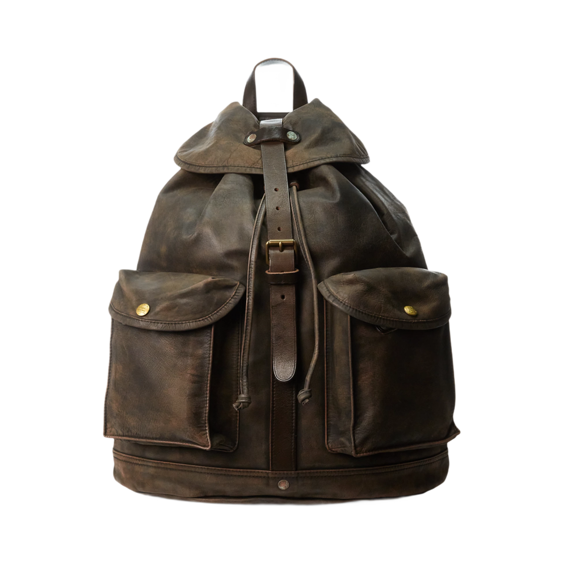 더블알엘 레더 럭색 블랙 오버 브라운(Double RL Leather Rucksack Black Over Brown)