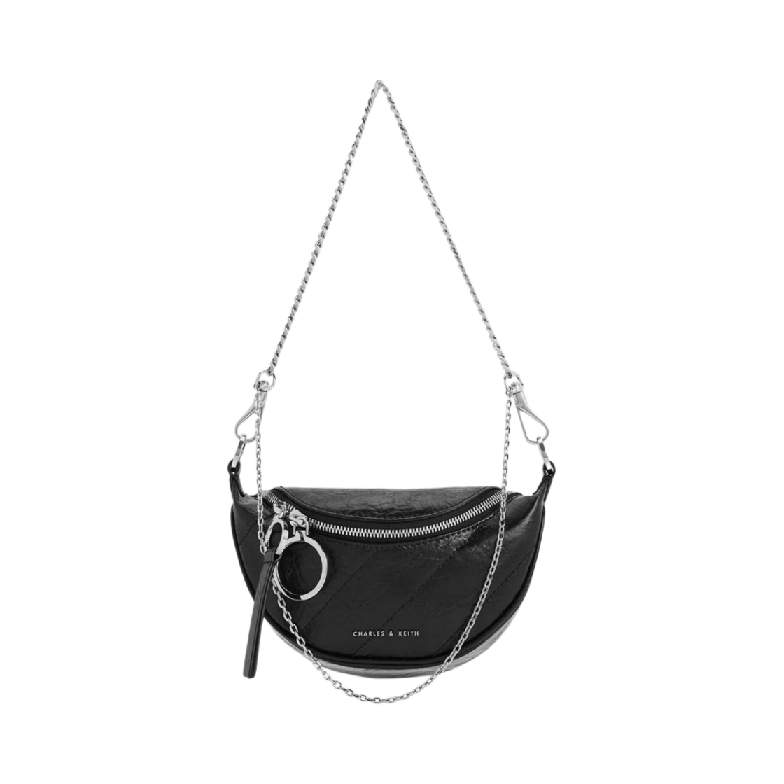 CK2-80151325 Charles & Keith Philomena Half-Moon Crossbody Bag Noir
