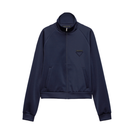 UJL37C-1TQX-F0008 Prada Zippered Technical Fabric Jacket Navy
