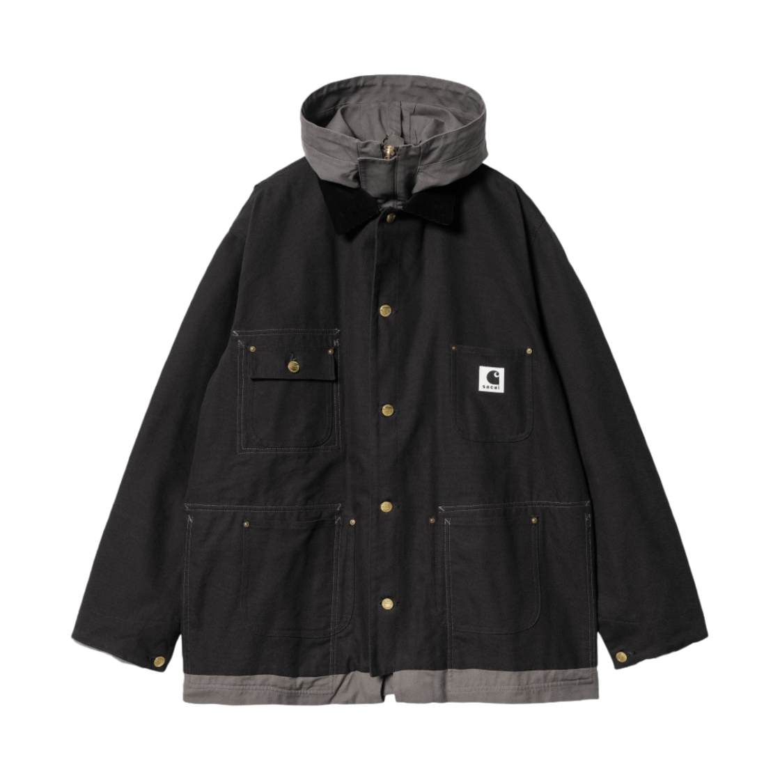 24-03390M-001 Sacai x Carhartt WIP Reversible Duck Coat Black
