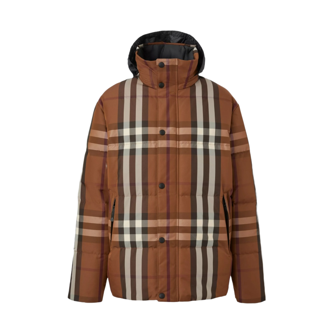 버버리 팩어웨이 후드 리버시블 체크 나일론 퍼퍼 자켓 다크 버치 브라운(Burberry Packaway Hood Reversible Check Nylon Puffer Jacket Dark Birch Brown) - 1