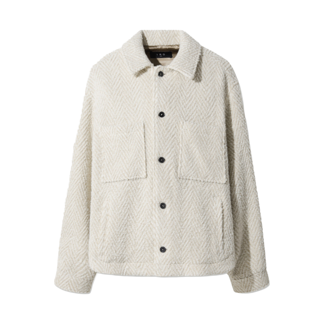 IRUAW24058IVX Iro Josespe2 Herringbone Wool Boucle Shirt-Type Jumper Beige