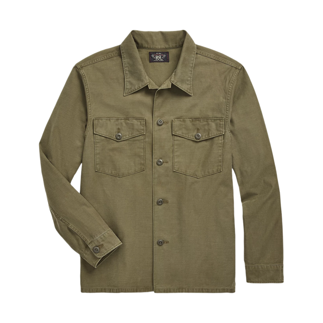 더블알엘 리버스 사틴 오버셔츠 올리브(Double RL Reverse Satin Overshirt Olive)