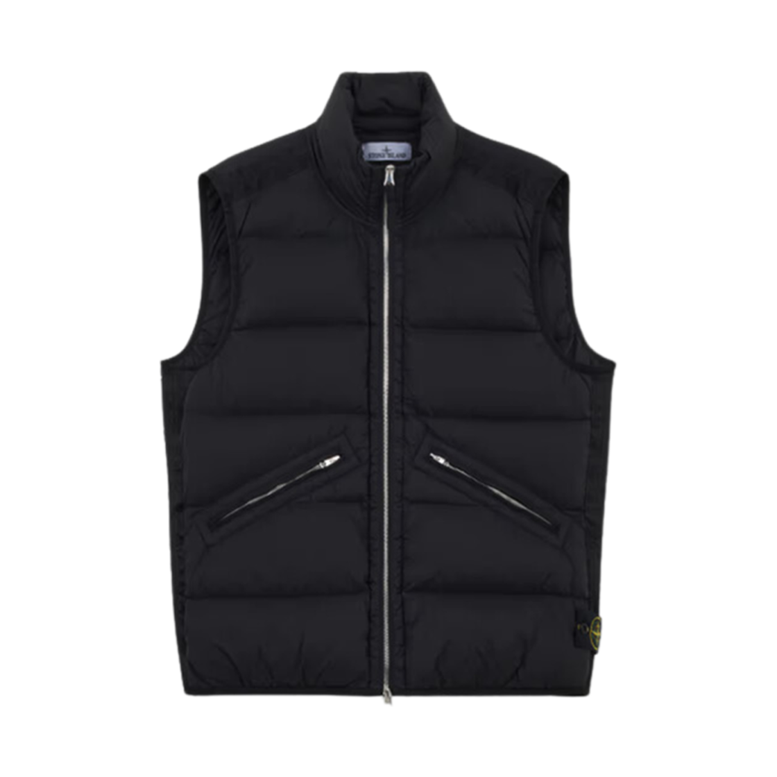 스톤 아일랜드 G0828 심리스 터널 나일론 다운-TC 다운 지퍼 베스트 위드 안티 드롭 블랙 - 24FW(Stone Island G0828 Seamless Tunnel Nylon Down-TC Down Zip Vest with Anti Drop Black - 24FW) - 1