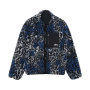 Stussy Sherpa Reversible Jacket Blue Leopard