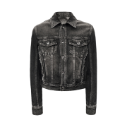 [KREAM 단독] BLR Signature Raw Cut Washing Denim Trucker Jacket Black