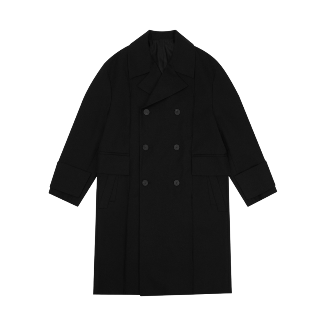 W223HC01901B Wooyoungmi Belted Turn Up Check Coat Black - 22FW