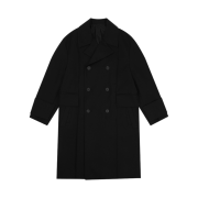Wooyoungmi Belted Turn Up Check Coat Black - 22FW
