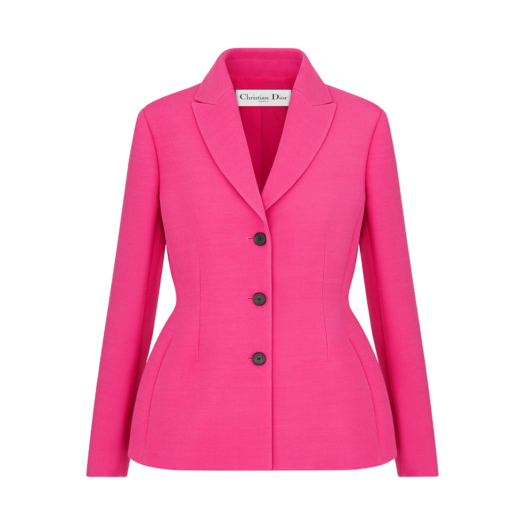 (W) Dior Fitted Jacket Passion Pink Wool Silk