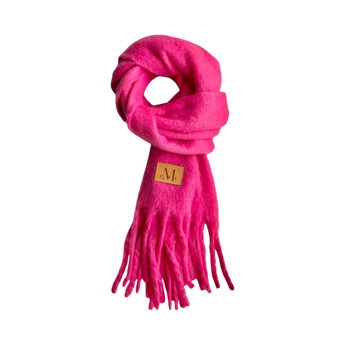 P00000IT_RP MUCENT Signature Muffler Brown Leather Patch Long Roes Pink