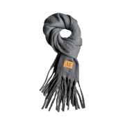 MUCENT Signature Muffler Brown Leather Patch Long Deep Gray