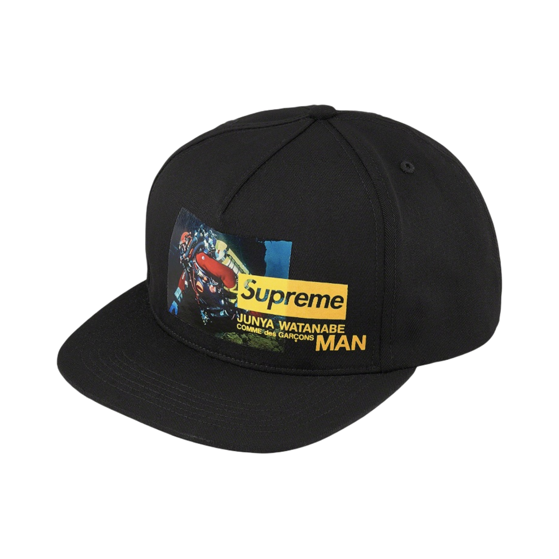 슈프림 x 꼼데가르송 준야 와타나베 맨 5-패널 햇 블랙 - 21FW(Supreme x Comme des Garcons Junya Watanabe Man 5-Panel Hat Black - 21FW)