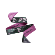 (W) Chanel Slim Bandeau Silk Twill & Black Green Pink