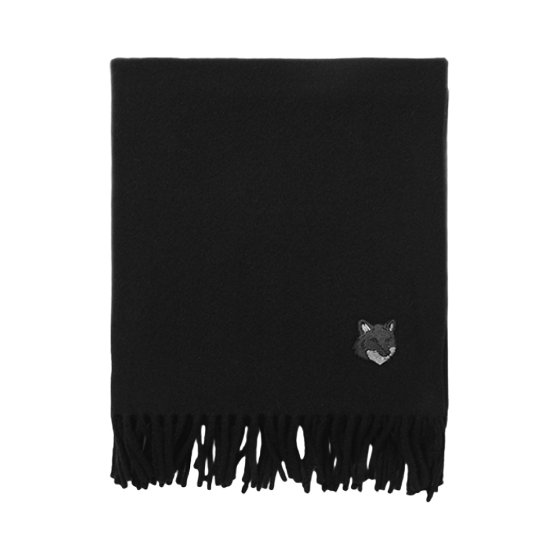 MM06201BT3004-P199 Maison Kitsune Fox Head Virgin Wool Muffler Black