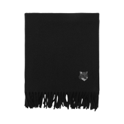 Maison Kitsune Fox Head Virgin Wool Muffler Black