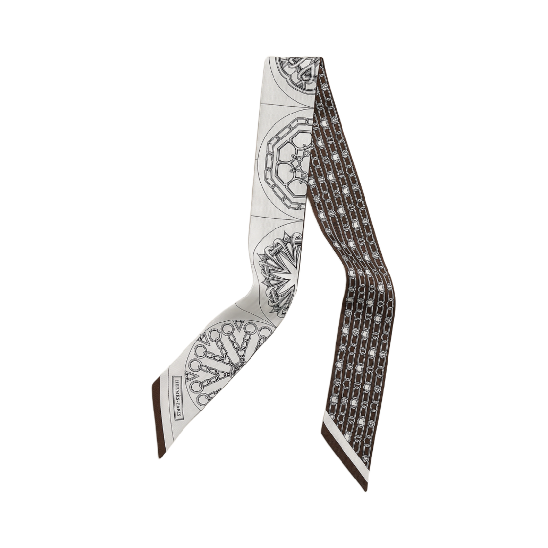 H063800S12 (W) Hermes Effet Kaleidoscope Twilly Blanc Anthracite Marron