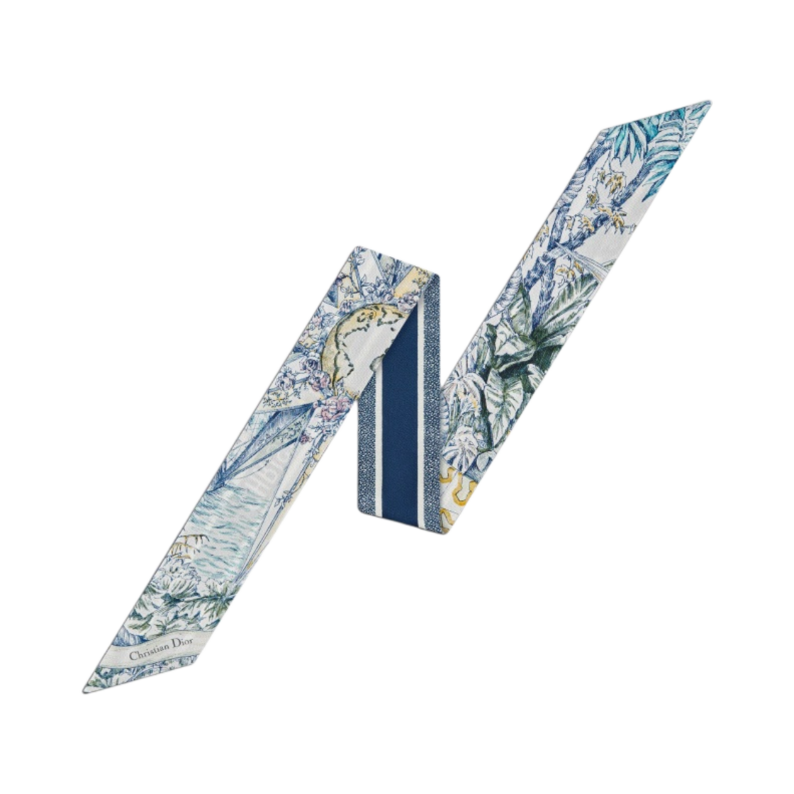 (W) 디올 리브 드 인피니 미차 스카프 실크 트윌 블루 멀티컬러((W) Dior Reve D'Infini Mitzah Scarf Silk Twill Blue Multicolor) - 1