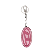 Diesel Holy D Mirror Leather Logo Plaque Keyring Pink