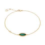 Miko Women Vasty Marquise Malachite 1 Motive Bracelet Yellow Gold