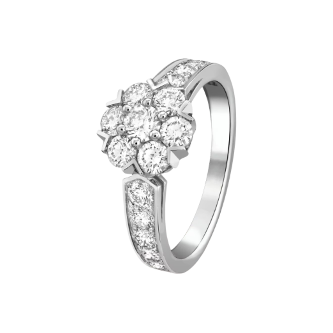 반 클리프 & 아펠 플로레뜨 링 18K 화이트 골드 다이아몬드(Van Cleef & Arpels Fleurette Ring 18K White Gold Diamond) - 1
