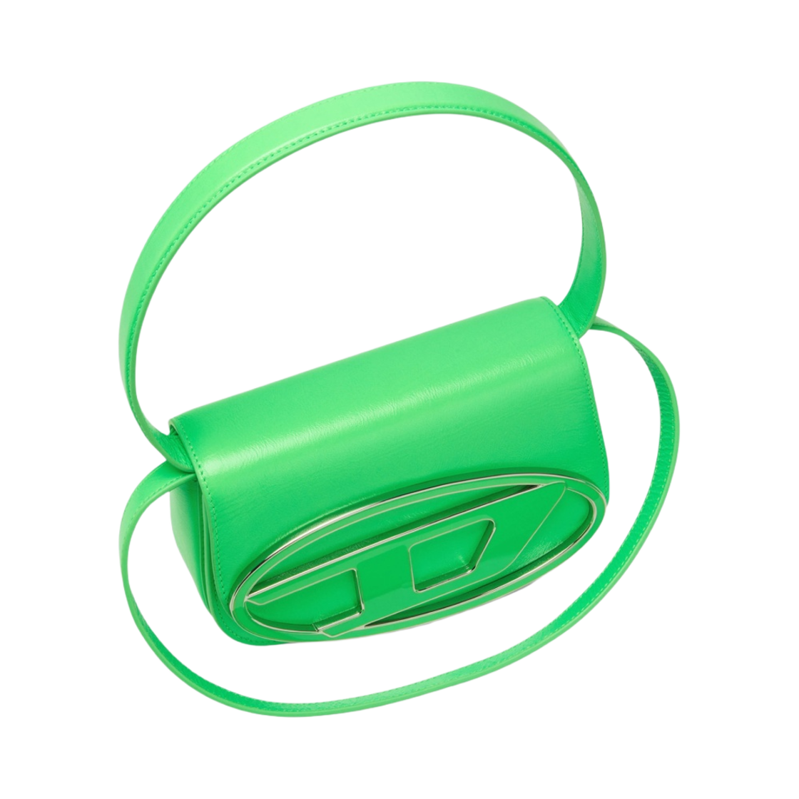 디젤 1DR 숄더백 인 네온 레더 그린 플루오(Diesel 1DR Shoulder Bag in Neon Leather Green Fluo) - 4